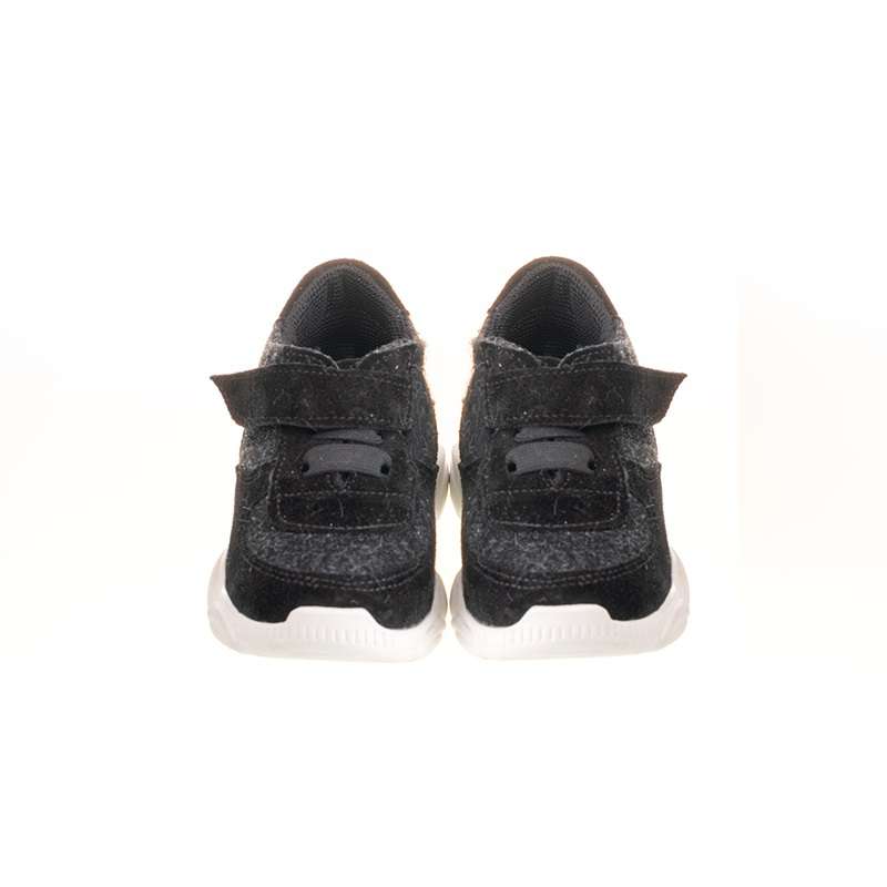 Siyah Deri Cırtlı Sneaker