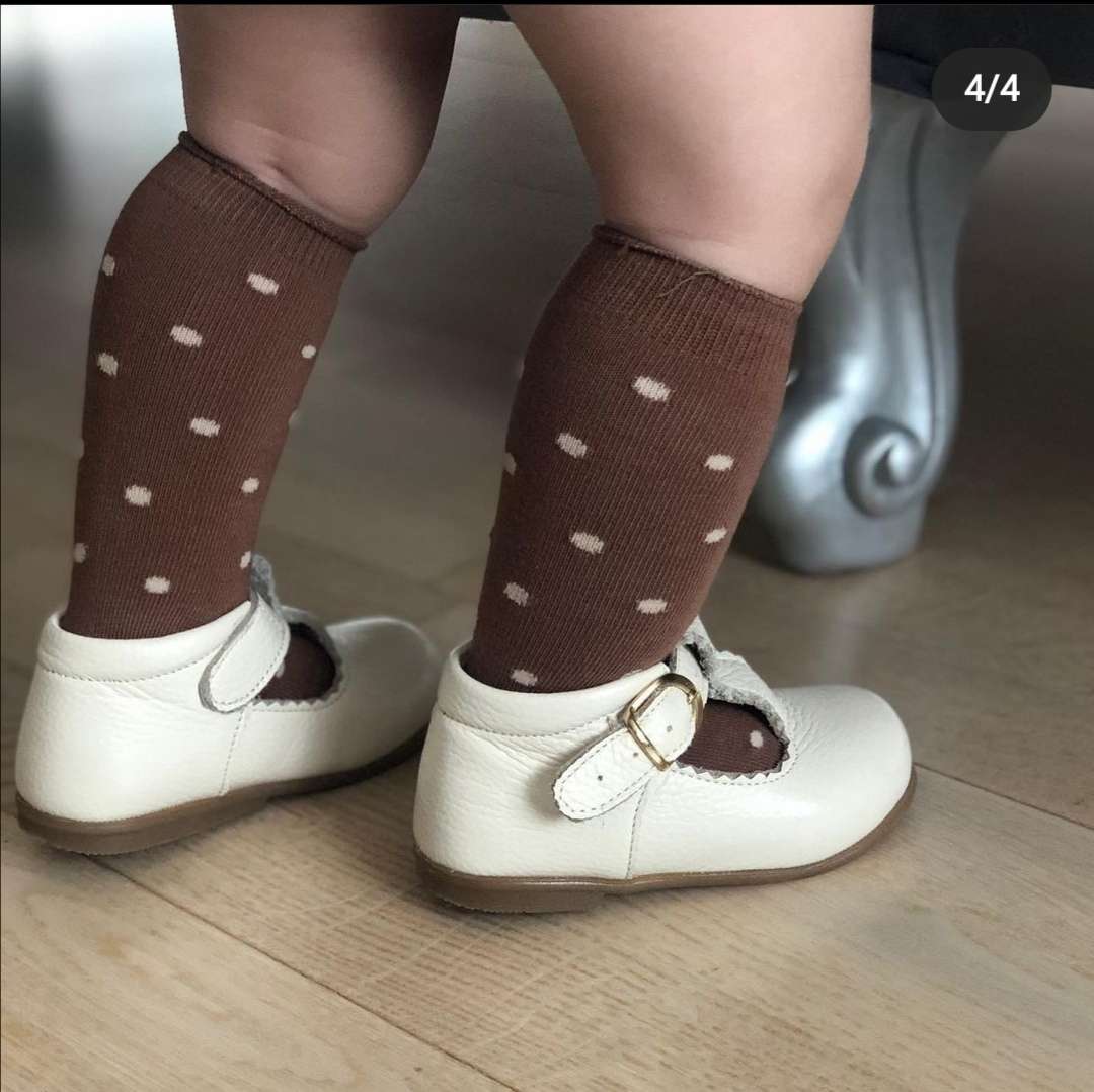 Krem Deri Tabanlı Bebek Ayakkabısı
